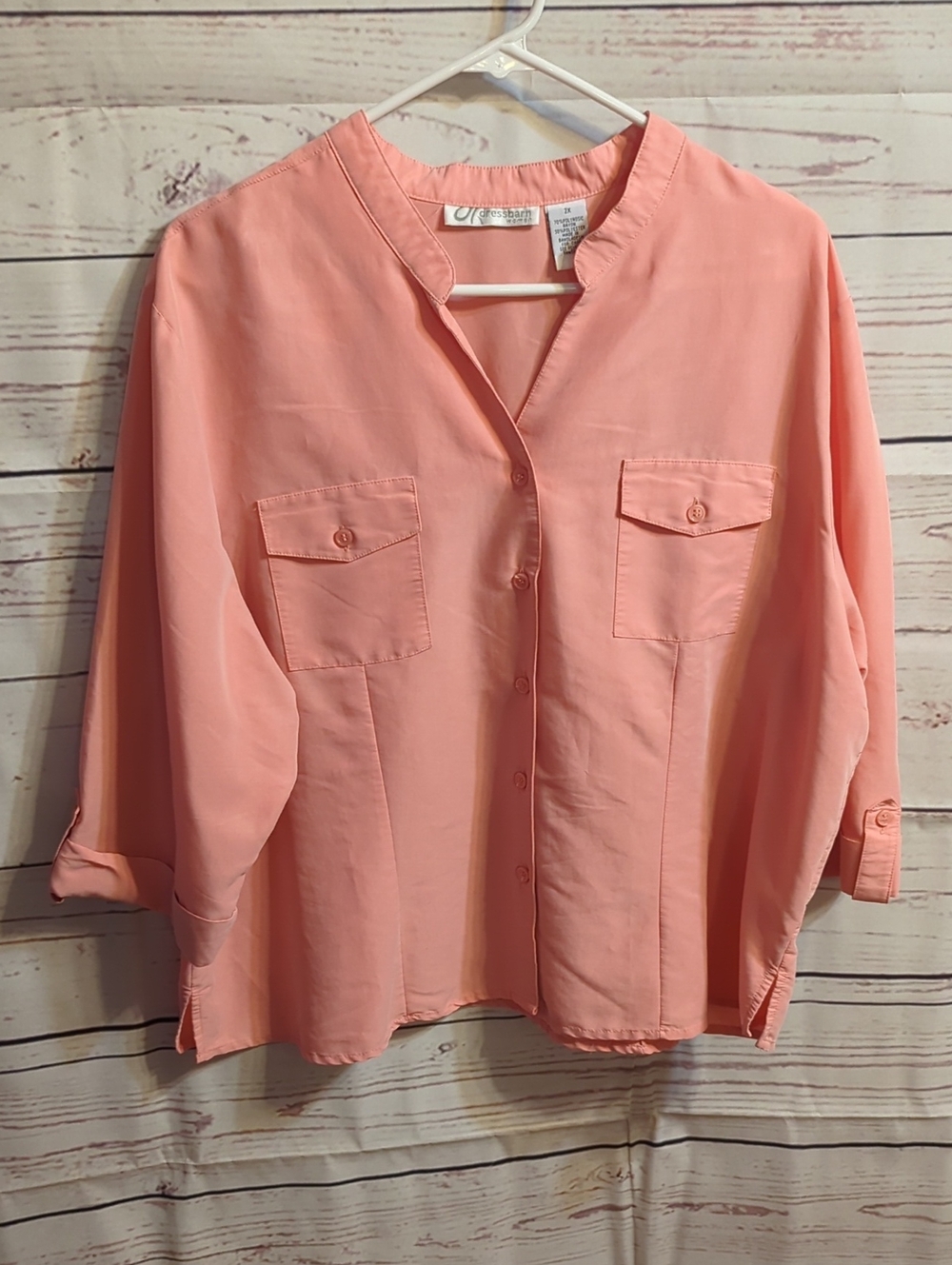 Dressbarn Light Peach Button-Front Blouse